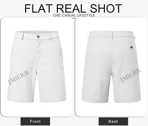 JMIERR Mens Casual 8" Cotton Linen Shorts - Button Waist Summer Beach Shorts with Pockets in Saudi Arabia