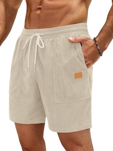 Sailwind Men's Casual Corduroy Shorts Lightweight Elastic Waist Drawstring Summer Beach Shorts in Saudi Arabia