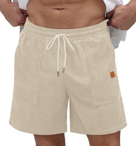 Sailwind Men's Casual Corduroy Shorts Lightweight Elastic Waist Drawstring Summer Beach Shorts in Saudi Arabia