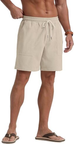 Sailwind Men's Casual Corduroy Shorts Lightweight Elastic Waist Drawstring Summer Beach Shorts in Saudi Arabia