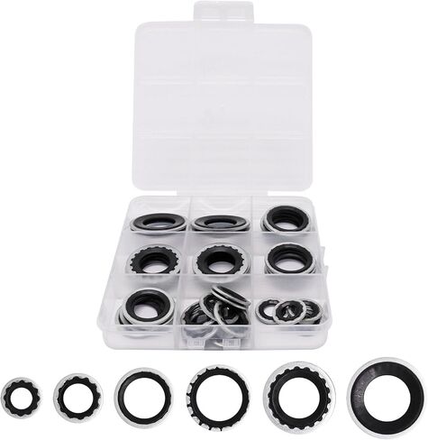 45 PCS A/C Gasket O-Ring Assortment kit, 6 Size Air Conditioning Compressor Port Seal Washer Kit, Replace A/C Compressor Bonded Seal Washer, Black in Saudi Arabia