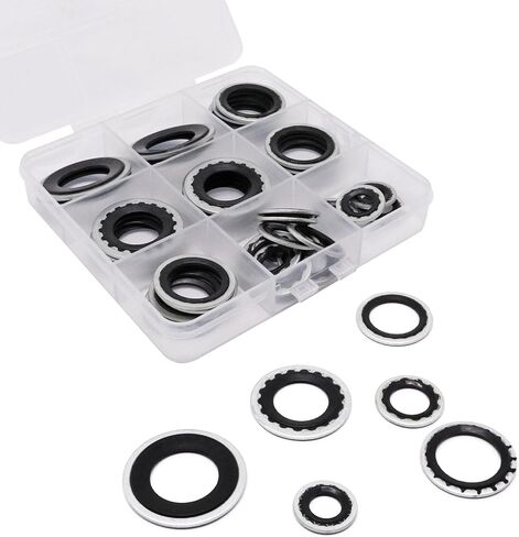 45 PCS A/C Gasket O-Ring Assortment kit, 6 Size Air Conditioning Compressor Port Seal Washer Kit, Replace A/C Compressor Bonded Seal Washer, Black in Saudi Arabia