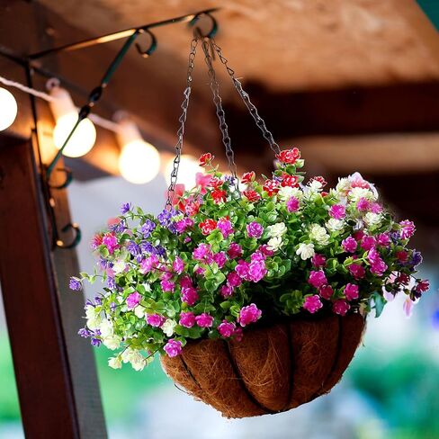 زهور اصطناعية مزيفة ونباتات عشبية لتزيين الصيف في الهواء الطلق، مقاومة للأشعة فوق البنفسجية، 14 حزمة واقعية من النباتات البلاستيكية الخضراء الصناعية لوعاء الشرفة ونافذة صندوق الفناء (أحمر) in Kuwait