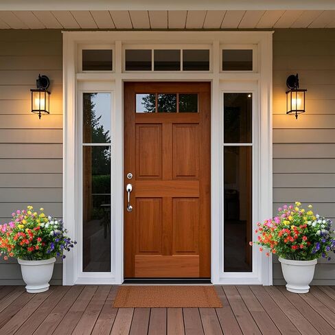 زهور اصطناعية مزيفة ونباتات عشبية لتزيين الصيف في الهواء الطلق، مقاومة للأشعة فوق البنفسجية، 14 حزمة واقعية من النباتات البلاستيكية الخضراء الصناعية لوعاء الشرفة ونافذة صندوق الفناء (أحمر) in Kuwait