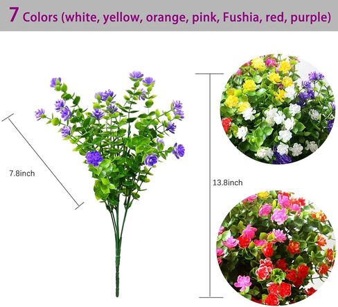 زهور اصطناعية مزيفة ونباتات عشبية لتزيين الصيف في الهواء الطلق، مقاومة للأشعة فوق البنفسجية، 14 حزمة واقعية من النباتات البلاستيكية الخضراء الصناعية لوعاء الشرفة ونافذة صندوق الفناء (أحمر) in Kuwait