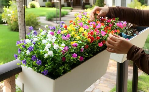 زهور اصطناعية مزيفة ونباتات عشبية لتزيين الصيف في الهواء الطلق، مقاومة للأشعة فوق البنفسجية، 14 حزمة واقعية من النباتات البلاستيكية الخضراء الصناعية لوعاء الشرفة ونافذة صندوق الفناء (أحمر) in Kuwait