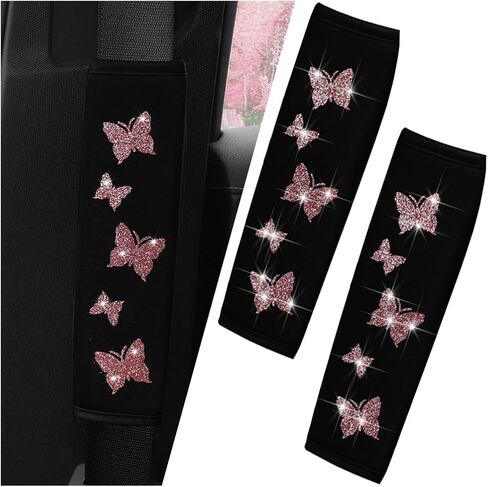 2PCS Car Seat Belt Covers, Polyester Fiber Vehicle Seatbelt Cushion Pad Protector, Automotive Safe Strap Cover Pad Help Protect Neck and Shoulder, Universal for SUV, Truck, RV（Pink） in Saudi Arabia