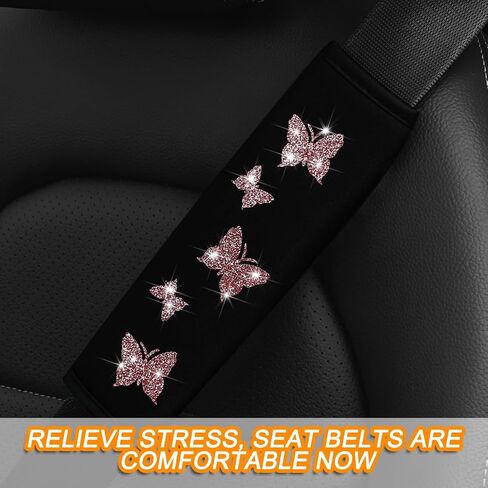 2PCS Car Seat Belt Covers, Polyester Fiber Vehicle Seatbelt Cushion Pad Protector, Automotive Safe Strap Cover Pad Help Protect Neck and Shoulder, Universal for SUV, Truck, RV（Pink） in Saudi Arabia