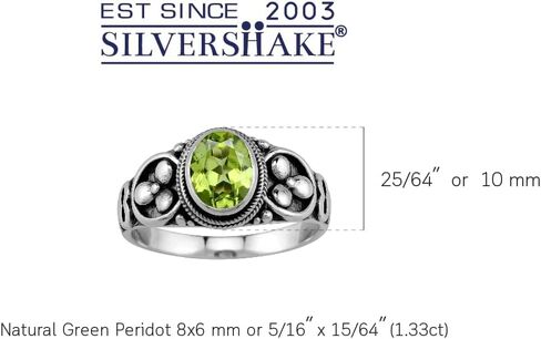 Silvershake 8X6mm شكل بيضاوي الأحجار الكريمة 925 فضة البالية نمط خاتم سوليتير للنساء in Saudi Arabia
