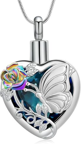 Butterfly Urn Necklaces for Ashes Urn Jewelry for Human Pet Ashes for Women Heart Cremation Necklace for Ashes in Kuwait