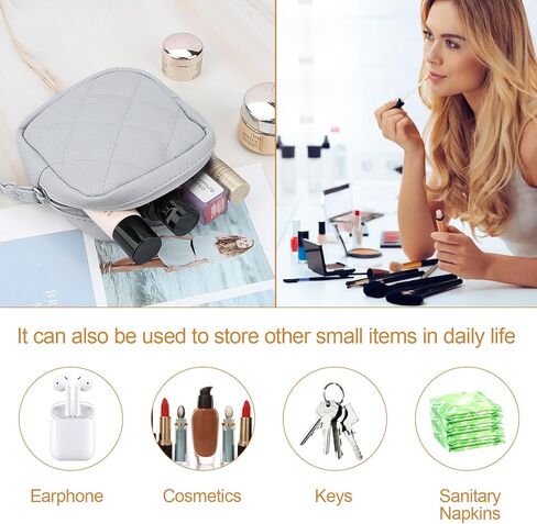 Likesing Tampon Holder for Purse, Upgraded 5.3" Checkered Period Bag, Sanitary Napkin Storage Bag with Wrist Strap for Girls Women, Thickened Portable Period Pad Pouch(Black) in Saudi Arabia