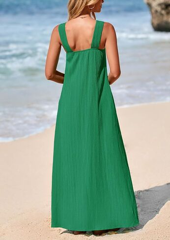 PRETTYGARDEN Womens 2025 Casual Long Summer Dresses Sleeveless Strappy Loose Flowy Beach Vacation Maxi Dress with Pockets in Kuwait
