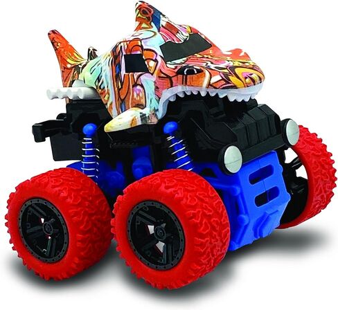 Aeromax Dino-Faur Pull Back Dinosaur Truck, Green with Red Accent in Kuwait