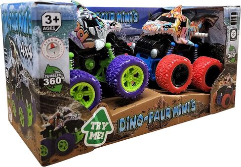 Aeromax Dino-Faur Pull Back Dinosaur Truck, Green with Red Accent in Kuwait