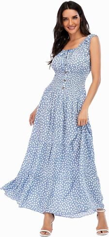 OSTOO Women's 2025 Summer Boho Floral Print Tiered Casual Flowy Long Maxi Dress in Saudi Arabia