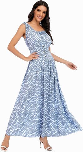 OSTOO Women's 2025 Summer Boho Floral Print Tiered Casual Flowy Long Maxi Dress in Saudi Arabia