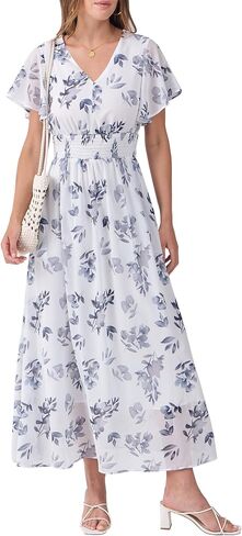 anrabess womens summer summer maxi dress discal vv neck shore shiffon boho beach 2025 Wedding Guest Dresses Long in Kuwait