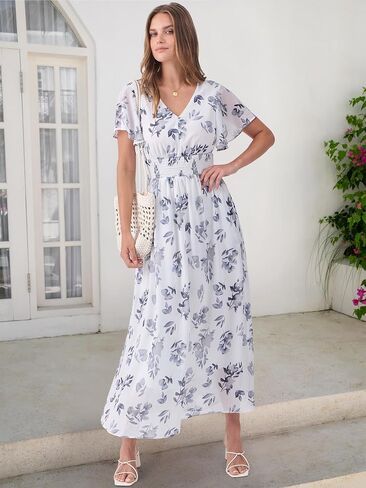 anrabess womens summer summer maxi dress discal vv neck shore shiffon boho beach 2025 Wedding Guest Dresses Long in Kuwait