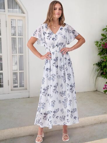 anrabess womens summer summer maxi dress discal vv neck shore shiffon boho beach 2025 Wedding Guest Dresses Long in Kuwait