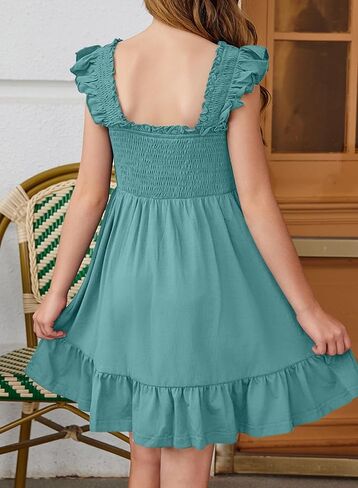 blibean Teen Girls Summer Dresses Smocked Sleeveless Sundresses with Pockets Size 6-15 Years in Saudi Arabia