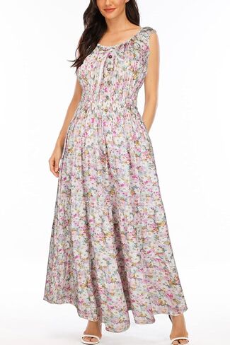 OSTOO Women's 2025 Summer Boho Floral Print Tiered Casual Flowy Long Maxi Dress in Saudi Arabia