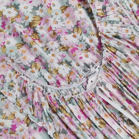 OSTOO Women's 2025 Summer Boho Floral Print Tiered Casual Flowy Long Maxi Dress in Saudi Arabia