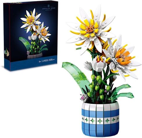 Rose Flower Bouquet Building Sets - Compatible with Lego Flower Bouquet, Artificial Wildflower with Vase, DIY Unique Decoration Home, Botanical Collection for Ages 8-12 yrs Old Girl for Gift in Kuwait