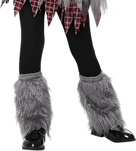 JIAHG Halloween Faux Fur Werewolf Costume Hood Hat Gloves Shoe Covers Shawl for Boys Girls Cosplay Fancy Party Accessories in Saudi Arabia