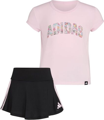 adidas Girls Pleated Tee Shirt and Flounce Skort Set in Saudi Arabia