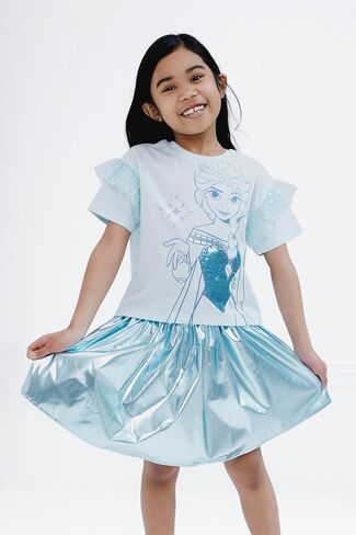 Disney Junior Girls T-Shirt and Metallic Iridescent Skirt Toddler to Big Kid Sizes (2T - 14-16) in Kuwait