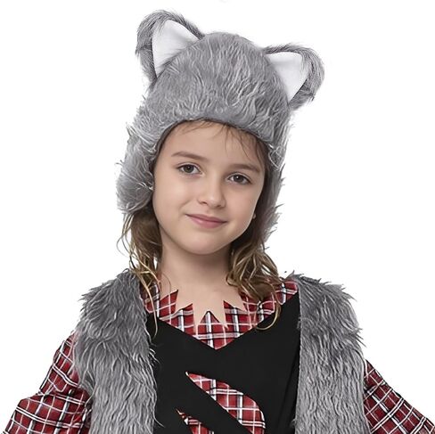 JIAHG Halloween Faux Fur Werewolf Costume Hood Hat Gloves Shoe Covers Shawl for Boys Girls Cosplay Fancy Party Accessories in Saudi Arabia