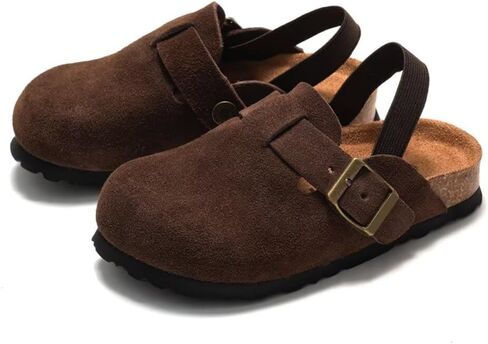 dubuto Cork Suede Clogs for Toddler Kids Boys Girls Leather Mules Footbed Sandals Potato Slippers in Saudi Arabia