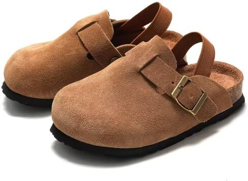 dubuto Cork Suede Clogs for Toddler Kids Boys Girls Leather Mules Footbed Sandals Potato Slippers in Saudi Arabia