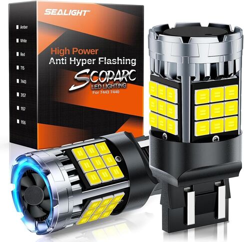 SEALIGHT 7440 7443 LED Bulb, 6000K Bright White 3000LM for 7441 992 T20 W21W 7444 LED Replacement Bulbs for Backup Reverse Lights, Turn Signal Lights, Brake Lights, Reverse Tail Lights, Pack of 2 in Saudi Arabia