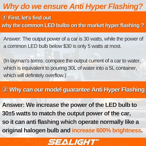 SEALIGHT 7440 7443 LED Bulb, 6000K Bright White 3000LM for 7441 992 T20 W21W 7444 LED Replacement Bulbs for Backup Reverse Lights, Turn Signal Lights, Brake Lights, Reverse Tail Lights, Pack of 2 in Saudi Arabia