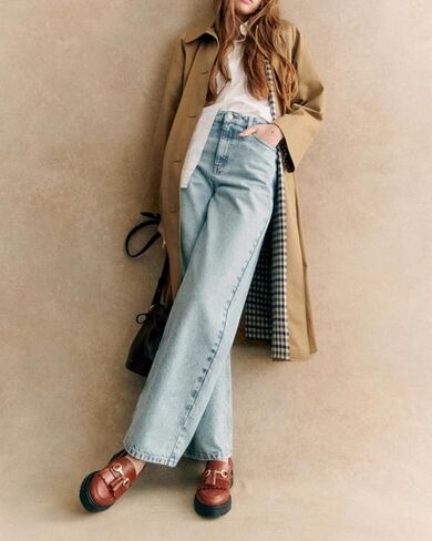 Women's Long Trench Coat Single Breasted Oversized Overcoat Classic Button Down Spring Outerwear in Kuwait