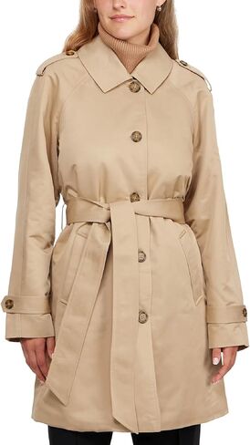 ELLEN TRACY Women's Trench Coat - Waist Belted Button Up Long Raincoat for Ladies (Sizes: S-XL) in Kuwait