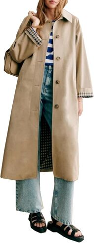 Women's Long Trench Coat Single Breasted Oversized Overcoat Classic Button Down Spring Outerwear in Saudi Arabia