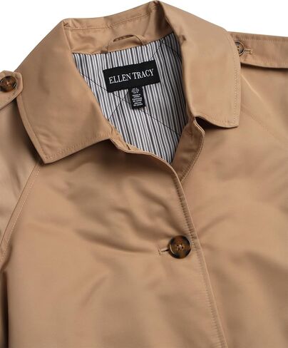 ELLEN TRACY Women's Trench Coat - Waist Belted Button Up Long Raincoat for Ladies (Sizes: S-XL) in Kuwait