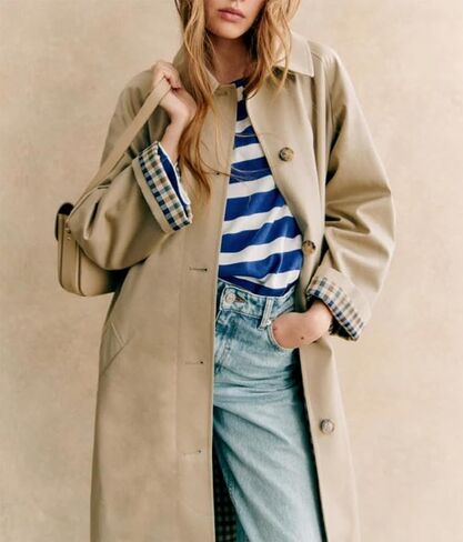 Women's Long Trench Coat Single Breasted Oversized Overcoat Classic Button Down Spring Outerwear in Saudi Arabia