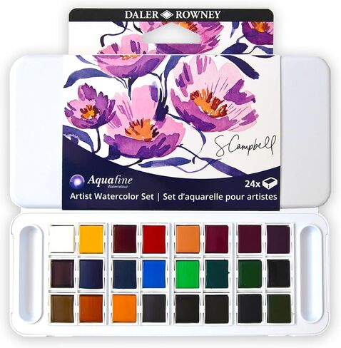 مجموعة السفر المائية Daler Rowney Aquafine 12 -PC - طلاء بالألوان المائية للورق المائي وأكثر - ألوان مائية للفنانين والطلاب - طلاء ملون مائي لجميع مستويات المهارة in Kuwait