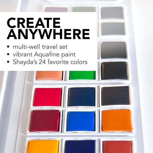 مجموعة السفر المائية Daler Rowney Aquafine 12 -PC - طلاء بالألوان المائية للورق المائي وأكثر - ألوان مائية للفنانين والطلاب - طلاء ملون مائي لجميع مستويات المهارة in Kuwait