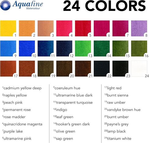 مجموعة السفر المائية Daler Rowney Aquafine 12 -PC - طلاء بالألوان المائية للورق المائي وأكثر - ألوان مائية للفنانين والطلاب - طلاء ملون مائي لجميع مستويات المهارة in Kuwait