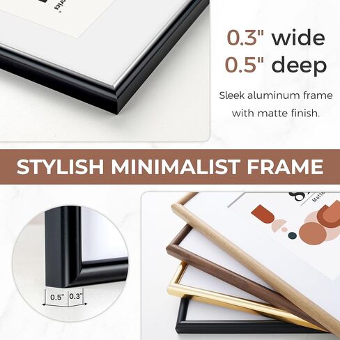 Modern Arched Wall & Tabletop Picture Frames, Shatterproof PVC Photo Frames 18x24, Display Pictures 16x20 with Mat or 18x24 Without Mat, Lightweight, Water-Resistant & Space-Saving Home Decor in Kuwait