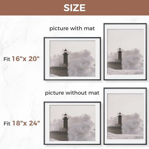 Modern Arched Wall & Tabletop Picture Frames, Shatterproof PVC Photo Frames 18x24, Display Pictures 16x20 with Mat or 18x24 Without Mat, Lightweight, Water-Resistant & Space-Saving Home Decor in Kuwait