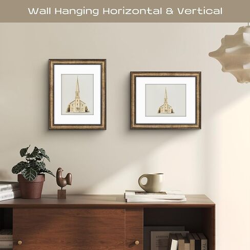 Golden State Art, 11x14 Photo Frame with Mat for Pictures 8x10 and Real Glass (Dark Gold Brown & Bronze Pewter Panel with White Color Mat, 1.25 Inch Frame Border) in Saudi Arabia