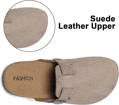 XTJSCBDSH KIDS SOEDE SUEDE السقوط مع Cork Bedbed ، صلى الله على الفتيات ، والنعال القابلة للتعديل مشبك ، البغال الدعم للقوس في الهواء الطلق في الهواء الطلق in Kuwait