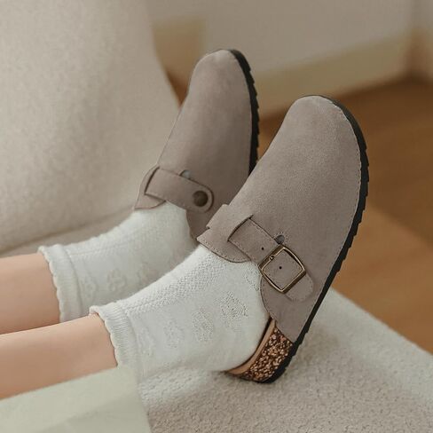 XTJSCBDSH KIDS SOEDE SUEDE السقوط مع Cork Bedbed ، صلى الله على الفتيات ، والنعال القابلة للتعديل مشبك ، البغال الدعم للقوس في الهواء الطلق في الهواء الطلق in Kuwait