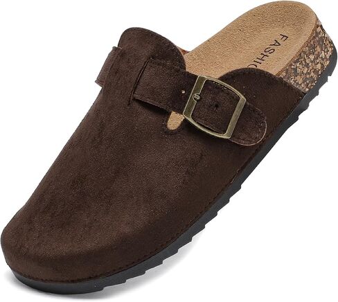 XTJSCBDSH KIDS SOEDE SUEDE السقوط مع Cork Bedbed ، صلى الله على الفتيات ، والنعال القابلة للتعديل مشبك ، البغال الدعم للقوس في الهواء الطلق في الهواء الطلق in Kuwait