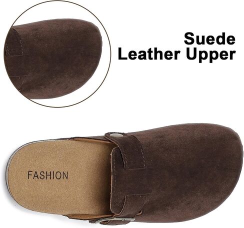 XTJSCBDSH KIDS SOEDE SUEDE السقوط مع Cork Bedbed ، صلى الله على الفتيات ، والنعال القابلة للتعديل مشبك ، البغال الدعم للقوس في الهواء الطلق في الهواء الطلق in Kuwait